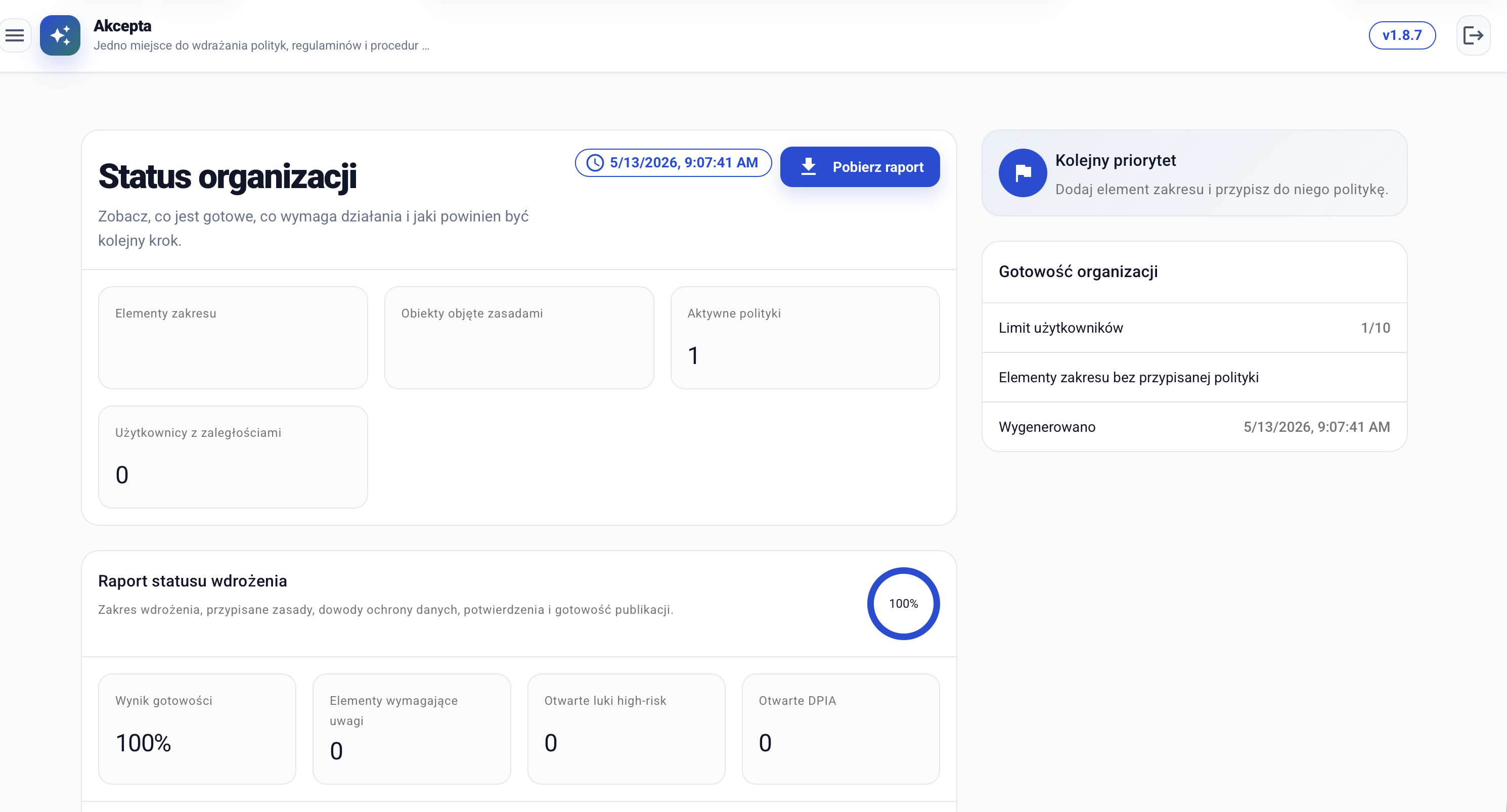 Status organizacji